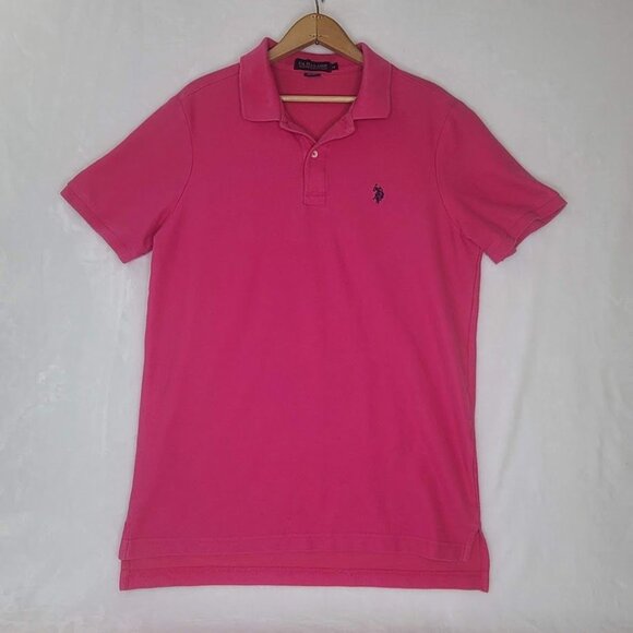 U.S. Polo Assn. Mens Pink Performance Pique Polo Shirt Size M - Picture 8 of 8